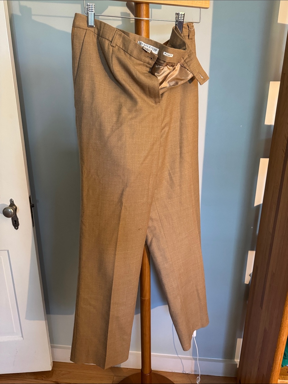 Pendleton Camel/Tan Straight-Leg wool Women's Dress Pants